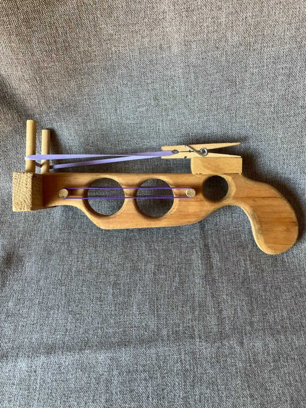 Amish-Made Wooden Ping-Pong Launcher Rubberband Toy